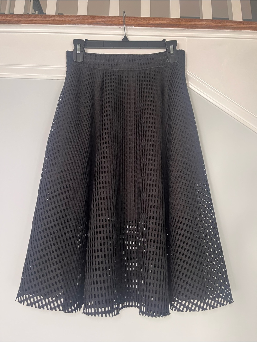 Women's Black A-Line Mesh Overlay Skirt